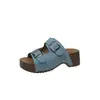 Sandalias de Mujer Estilo Birkenstock con Tacón Grueso y Punta Abierta 2026 Verano Nuevas Sandalias de Playa con Doble Hebilla Slip-On Sandalias de Costa