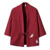 Abrigo Estilo Chino para Hombre Manga Siete Cuartos Traje Tang Hanfu Verano Delgado Holgado Cárdigan Japonés Bata Dao Kimono Top de Lino