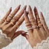 Joyas Transfronterizas Anillos Huecos en Tono Dorado para Mujer, Set Geométrico Simple de Múltiples Piezas para Apilar, Accesorios de Mano de Nicho