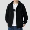 Chaqueta Abrigo con Doble Cremallera Estilo Perezoso Transfronterizo Europeo y Americano para Hombre Color Gris Atmósfera Otoño Primavera Sudadera con Capucha Retro Americano