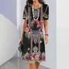 2024 Comércio Exterior Transfronteiriço Roupas Femininas de Manga Curta Moda Solta Estampa Digital 3D Vestido Elegante Verão Novo