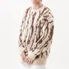 Suéter de rayas verticales color block estilo americano para hombre y mujer, nuevo jersey de otoño e invierno, chaqueta de punto informal holgada con cuello redondo de moda