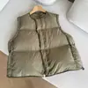 Puff de Creme Novo Estilo 90 Penugem de Pato Branco Colete de Penas Feminino Curto Gola Redonda Design Petite Senso de Moda Colete Chique da Moda
