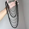 Collar apilable de cuentas negras retro europeo y americano para mujer Diseño de nicho Collar de moda elegante Exquisito collar versátil