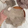 Calcinha de renda escovada estilo vintage para mulheres, macia e delicada com fio colorido, forro 10A de seda, cintura média, calcinha que abraça o quadril