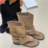 Sandalias Romanas de Tira en el Dedo del Pie de Media Pantorrilla de Moda Caliente para Mujer, Nueva Moda Primavera 2026 para Uso en Exteriores, Botines de Tobillo Estilo Coreano de Espiga para Verano