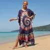 Camisa Protectora Solar de Playa Estampada de Rayón Europea y Americana al por Mayor, Vestido Sexy Holgado de Vacaciones, Cubre Traje de Baño Bikini