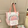 Bolsa Transversal Pequena Colorida Fofa Estilo Japonês Estilo Universitário Feminina de Grande Capacidade Bolsa Tote para Estudante Aula Reforço