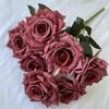 7 Wen Juan Pantalla de Seda Recubierta Diamante Rosa Flores de Simulación Boda Decoración de Sala de Estar Camino Guía Ramo de Rosas Flores Falsas