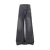 Novos jeans masculinos estilo retrô americano de perna larga com strass, lavados, corte solto, caimento fluido, comprimento até o chão, calças retas de rua