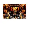 Tela de fondo Feliz Año Nuevo 2027 Tela colgante temática de Año Nuevo Europeo y Americano Pancarta de celebración de festival