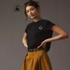 Nuevo Estilo Transfronterizo Europeo y Americano Camiseta Casual de Algodón Puro para Mujer con Estampado de Carita Sonriente Moderna de Manga Corta con Cuello Redondo Top Sencillo