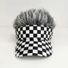 Gorra de peluca impresa de moda transfronteriza para hombre, gorra de béisbol de una sola pieza divertida de hip-hop europeo y americano para exteriores con peluca simulada y visera solar