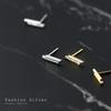 Aretes Simples de Tuerca de Plata S925 Estilo Coreano de Doble Capa con Pedrería en Forma de Barra para Niñas, Aretes Pequeños y Lindos G6874