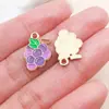 Estilo Ins Morado Soñador Aleación Goteo de Aceite Pluma Corazón de Uva Colgante DIY Pendientes Llavero Pulsera Accesorios de Joyería