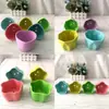 Jardinería Plástico Resina Macetas para Suculentas Florales Coloridas Alto Brillo Hilo Horizontal Encaje de Plástico Macetas Florales Tienda de Dos Yuanes Mayoreo