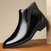 Superventas de Amazon Transfronterizo Retro Botas de Cuero Versátiles para Hombre Punta Puntiaguda Botas de Cuero Casual de Negocios para Hombre Tipo Slip-on 2100