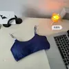 Top de Alça Fina com Letras Envolto no Peito Camisola Sutiã Roupa Íntima Feminina Menina Estudante Peito Pequeno Sem Aro V-Neck Interno Tricotado