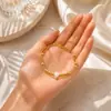 Pulsera de aleación chapada en oro para mujer, cadena de doble capa, cuentas redondas blancas, 16.5-17 cm, líneas geométricas electrochapadas, moderna para OL