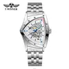 T-Winner/Victor 8243 Reloj Mecánico Casual de Moda con Esfera Calada Triangular Automático de Acero Inoxidable para Hombre