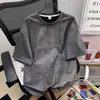 Camiseta Pesada de Manga Curta para Homens, Marca Tendência Verão 2024, Novo Estilo Europeu e Americano, Top Vintage Lavado em Camurça com Estampa de Letras para Casal