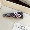 Grampo de Cabelo Xadrez Cinza Rosa com Laço Coreano Presilha para Franja Estilo Preppy Britânico Presilha Tubarão para Cabelo Grampo de Cabelo Acessórios de Cabelo Adorno de Cabeça