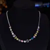 Conjunto de Duas Peças de Colar e Brincos de Cristal Zircônia Coloridos Inspirados em Design, Estilo Festivo, Conjunto de Joias Fresco e Versátil para Vendas Transfronteiriças