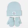 Gorro de Punto para Bebé Moda Versátil Gorro de Lana Lindo Patrón de Cara Sonriente Gorro de Ponerse Sombrero de Otoño Invierno Sombrero para Niños