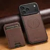 Adequado para Capa de Celular Magsafe com Carregamento Sem Fio Iphone18Pro Capa de Couro Magnética Porta-Cartões Dois em Um