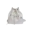 Bolso biker de PU de gran capacidad con cordón, modelo nuevo 2026, bolso tipo cubo de alta gama, mochila de moda para el día a día