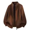 Cárdigan de punto para hombre de otoño e invierno, abrigo suéter, cuello alto para hombre, estilo Old Money, tejido de ochos, engrosado, chaqueta casual
