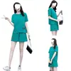 Ropa deportiva talla grande 100 kg para mujeres talla grande, atuendo casual de verano, moda estilo coreano, conjunto de dos piezas suelto de pantalones cortos para correr para mujeres