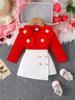 Conjunto de 2 Peças para Bebê Menina Transfronteiriço: Blusa de Manga Longa com Costela e Aplique Redonda + Saia