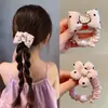 Gatito Rosa con Lazo Anillo Intestino Pequeño Lazo para el Cabello de Niña Linda Lazo para el Cabello de Flores con Puntos Dulces Banda de Goma