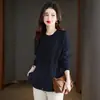 Conjunto de Dos Piezas de Punto Holgado para Mujer, Moda Primavera y Otoño, Splicing de Seda de Morera de Longitud Media, Blusa Elegante y Hermosa