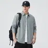 Camisa de manga larga de algodón puro de alta gama para hombre, corte holgado, marca de moda, versátil, nueva camisa jacket básica de color liso casual para primavera/otoño