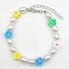 Pulsera de perlas de calidad con flores de colores de moda transfronteriza de Europa y Estados Unidos, temperamento elástico tejido a mano, joyería al por mayor