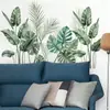 Hs4518N Pegatinas de Pared de Plantas Tropicales Verdes para Acuarela Hoja de Palma Monstera Estilo Fresco Simple Pegatinas de Decoración de Pared