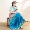 Vestido de Algodón y Seda de Alto Gama Estilo Francés de Verano con Botones de Moda, Dobladillo Amplio, Corte Holgado, Vestido Largo Adelgazante con un Ambiente Elegante
