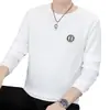 Sudadera jacquard de otoño e invierno para hombre, camiseta de manga larga, cuello redondo, camisa de corte slim moderna, top casual elegante para hombre