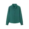 Kins Ropa para Mujer al por Mayor Estilo Europeo y Americano Transfronteriza Estilo Sencillo para el Trabajo Nicho Satín Solapa Casual Camisa de Manga Larga