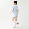 Conjunto Esportivo Respirável Estilo Coreano para Mulheres, Malha Lateral, Secagem Rápida, Top de Manga Curta e Shorts, Solto, Emagrecedor, Fitness, Corrida, Conjunto de Duas Peças