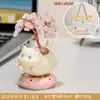 Árbol de la Fortuna de Cristal Creativo que se Mueve Gato Giratorio Decoración de Escritorio de Oficina Regalo de Cumpleaños Adorno de Escritorio Gatito