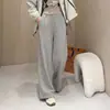 26 Nuevos Pantalones Casuales de Otoño Temprano Grises para Mujer, Adelgazantes, de Cintura Alta, Pierna Ancha, Pierna Recta, Pantalones Largos