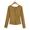 3535-25 Nuevo Estilo Coreano de Invierno Sexy Estilo Pura Pasión Cardigan de Encaje de Botón Único Camiseta de Manga Larga para Mujer