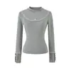 Top Elegante y Suave de Media Altura con Volantes y Mangas Largas para Usar como Capa Exterior, Versátil para Otoño e Invierno, Capa Base Ajustada con Forro Polar para Mujer