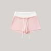 Pantalones Deportivos de Yoga Casuales de Tres Cuartos Ajustados Elásticos Color Latte Bloque de Color Falso Dos Piezas Cintura Alta con Cordón Adecuados para Usar como Ropa Exterior