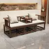 Nueva Cama Luohan de Madera Maciza Estilo Chino para Sala de Estar, Sillón Sofá Luohan para Apartamento Pequeño, Sofá Cama Doble Uso Imperial Estilo Zen de Madera de Ébano