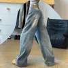 Calça Jeans Estilo Americano de Perna Larga Estreita para Mulheres, Novo Modelo Inverno 2025, Tamanhos Grandes, Cintura Alta, Emagrecedor, Calça Longa Levemente Flare