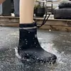 Botas de lluvia al por mayor Botas de lluvia de moda para mujer hasta la pantorrilla con cordón impermeables Botas de lluvia japonesas de terciopelo corto cálidas antideslizantes resistentes al desgaste Zapatos de agua para mujer